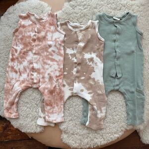 NWOT SpearmintLOVE Organic Waffle Easy Romper Bundle